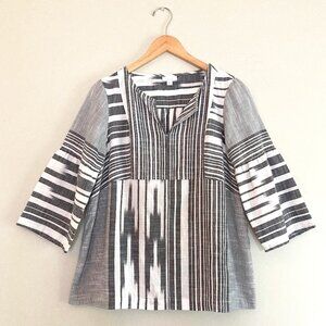 PURE JILL by J.Jill Ikat & Striped Cotton Top oversized Sz XS / fits S